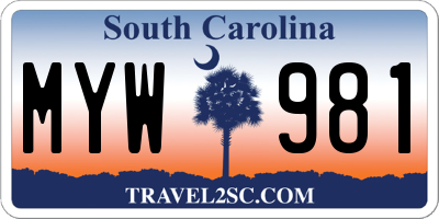 SC license plate MYW981