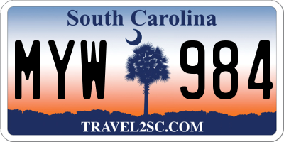 SC license plate MYW984