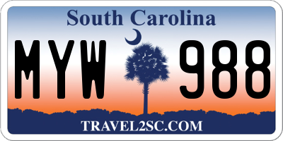 SC license plate MYW988