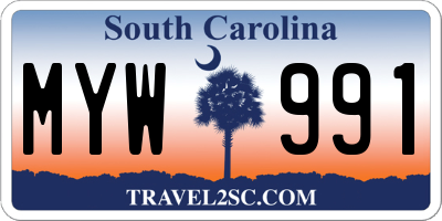 SC license plate MYW991
