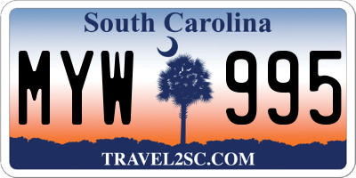 SC license plate MYW995