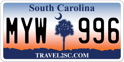 SC license plate MYW996