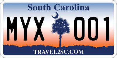 SC license plate MYX001