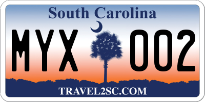 SC license plate MYX002