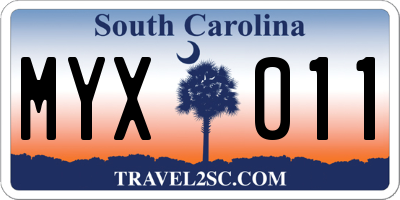 SC license plate MYX011