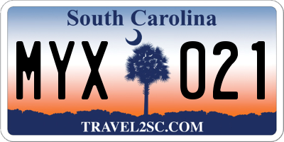 SC license plate MYX021