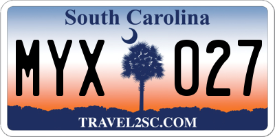 SC license plate MYX027