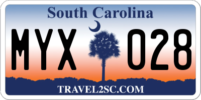 SC license plate MYX028