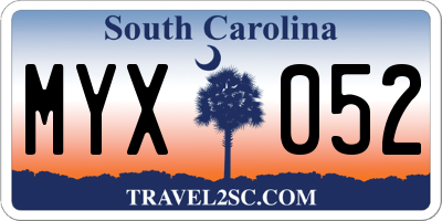 SC license plate MYX052