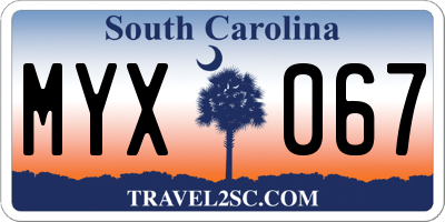SC license plate MYX067