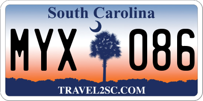 SC license plate MYX086