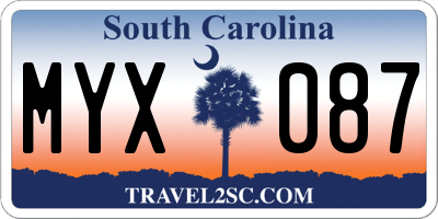 SC license plate MYX087