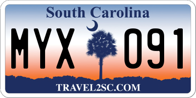 SC license plate MYX091