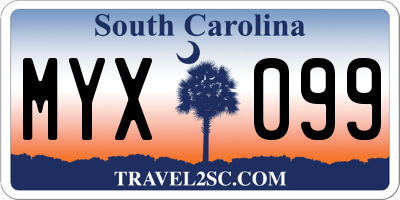 SC license plate MYX099