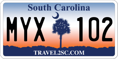 SC license plate MYX102