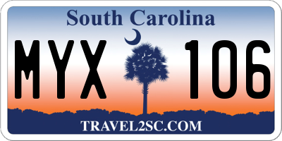 SC license plate MYX106