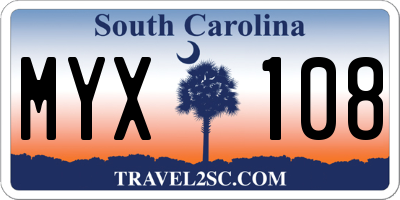 SC license plate MYX108