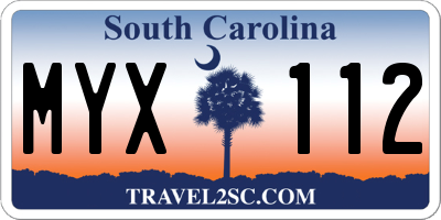SC license plate MYX112