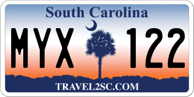 SC license plate MYX122