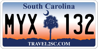 SC license plate MYX132