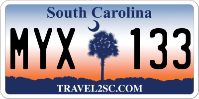 SC license plate MYX133