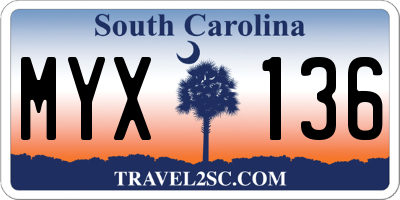 SC license plate MYX136