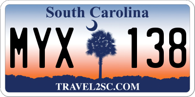 SC license plate MYX138