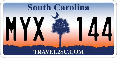SC license plate MYX144