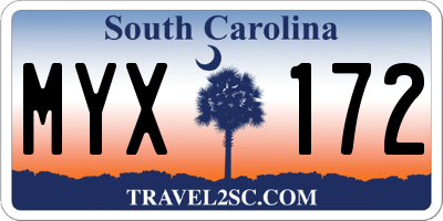 SC license plate MYX172