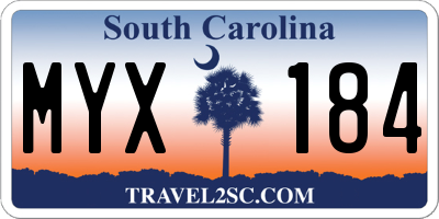 SC license plate MYX184