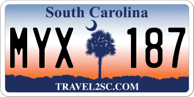SC license plate MYX187