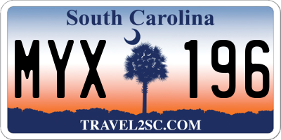 SC license plate MYX196