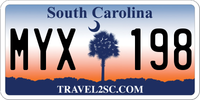SC license plate MYX198