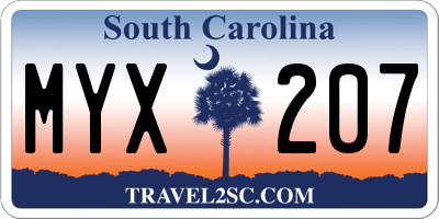 SC license plate MYX207