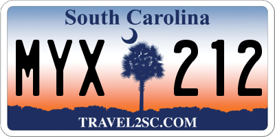 SC license plate MYX212