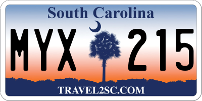 SC license plate MYX215