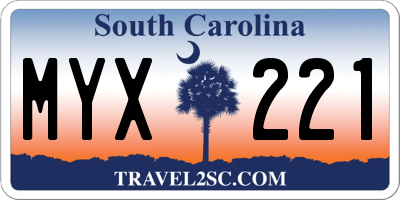 SC license plate MYX221