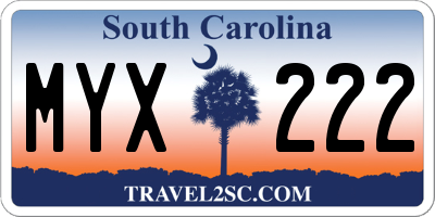SC license plate MYX222