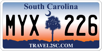 SC license plate MYX226