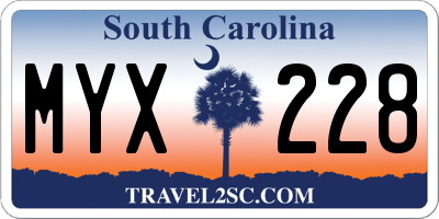 SC license plate MYX228