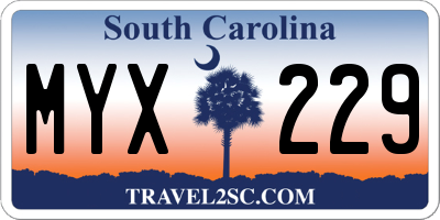 SC license plate MYX229