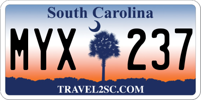 SC license plate MYX237