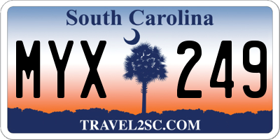 SC license plate MYX249