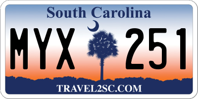 SC license plate MYX251