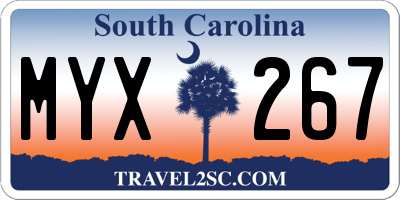 SC license plate MYX267