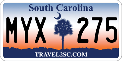 SC license plate MYX275