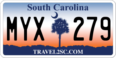 SC license plate MYX279