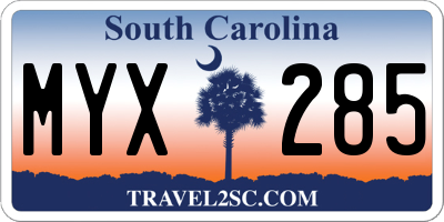 SC license plate MYX285