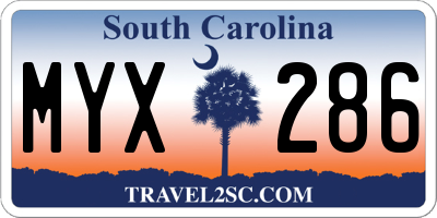 SC license plate MYX286