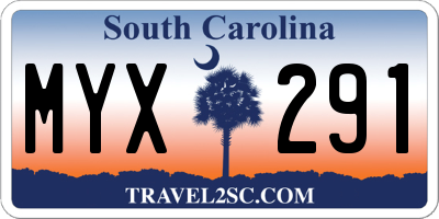SC license plate MYX291